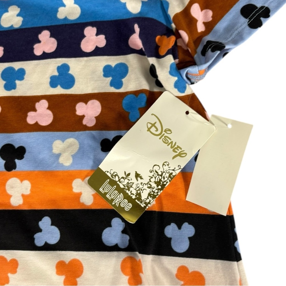 Disney LuLaRoe Classic Tee Mickey Mouse Striped XS Multicolor Top NWT Disneycore - Picture 4 of 7